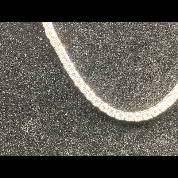 925 Silver Moissanite Tennis Chain Necklace Bracelet Set - Picture 3 of 10